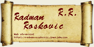 Radman Rošković vizit kartica